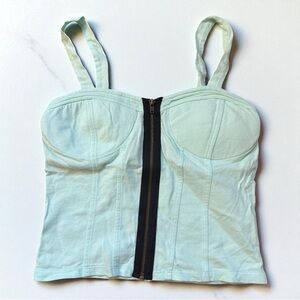 Miss Chievous Womens Top green Sleeveless Cropped 100 Cotton Size XS